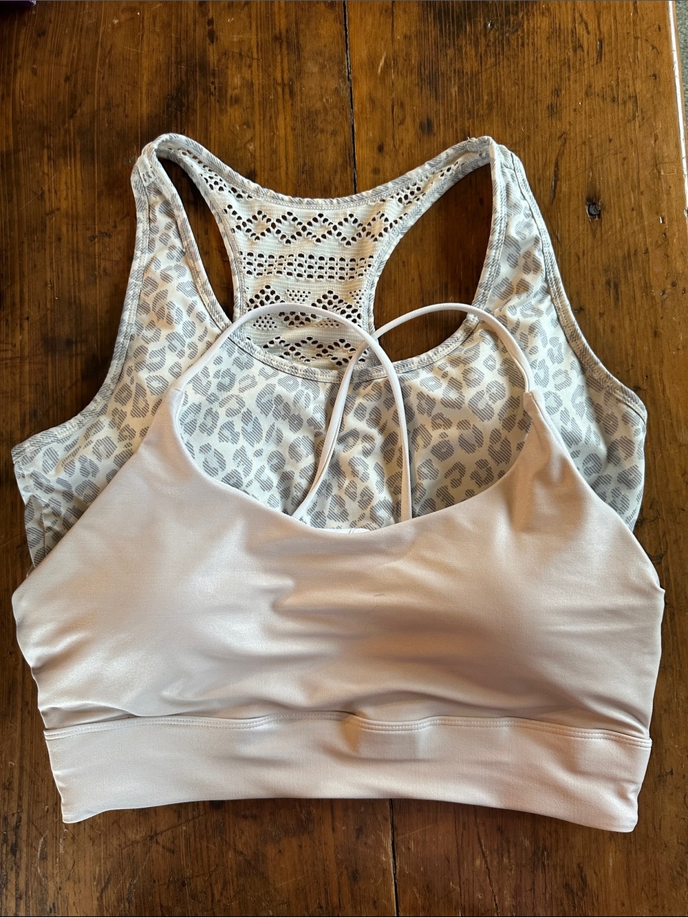 Women’s Light Pink Strappy and Leopard Sports Bras - Pack of 2